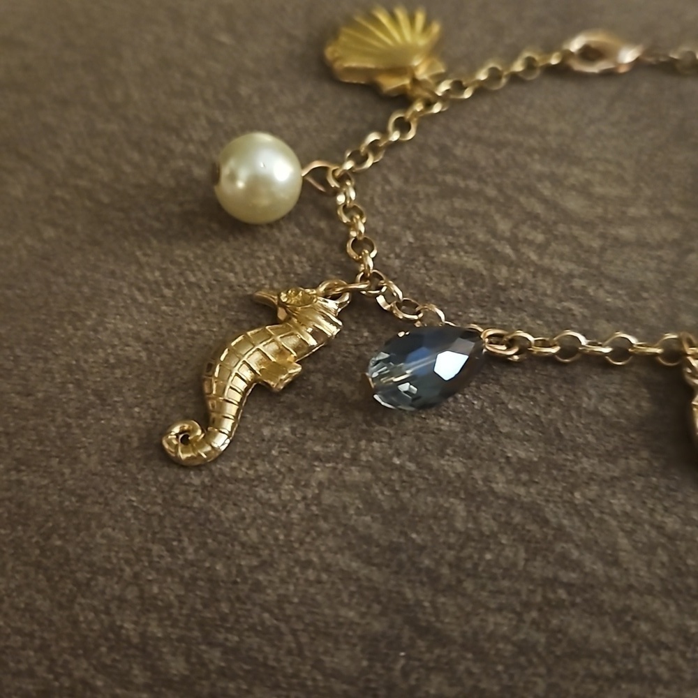 VTG 1970s Mermaidcore Beach Theme Seahorse Charm Festival Anklet - Picture 3 of 6